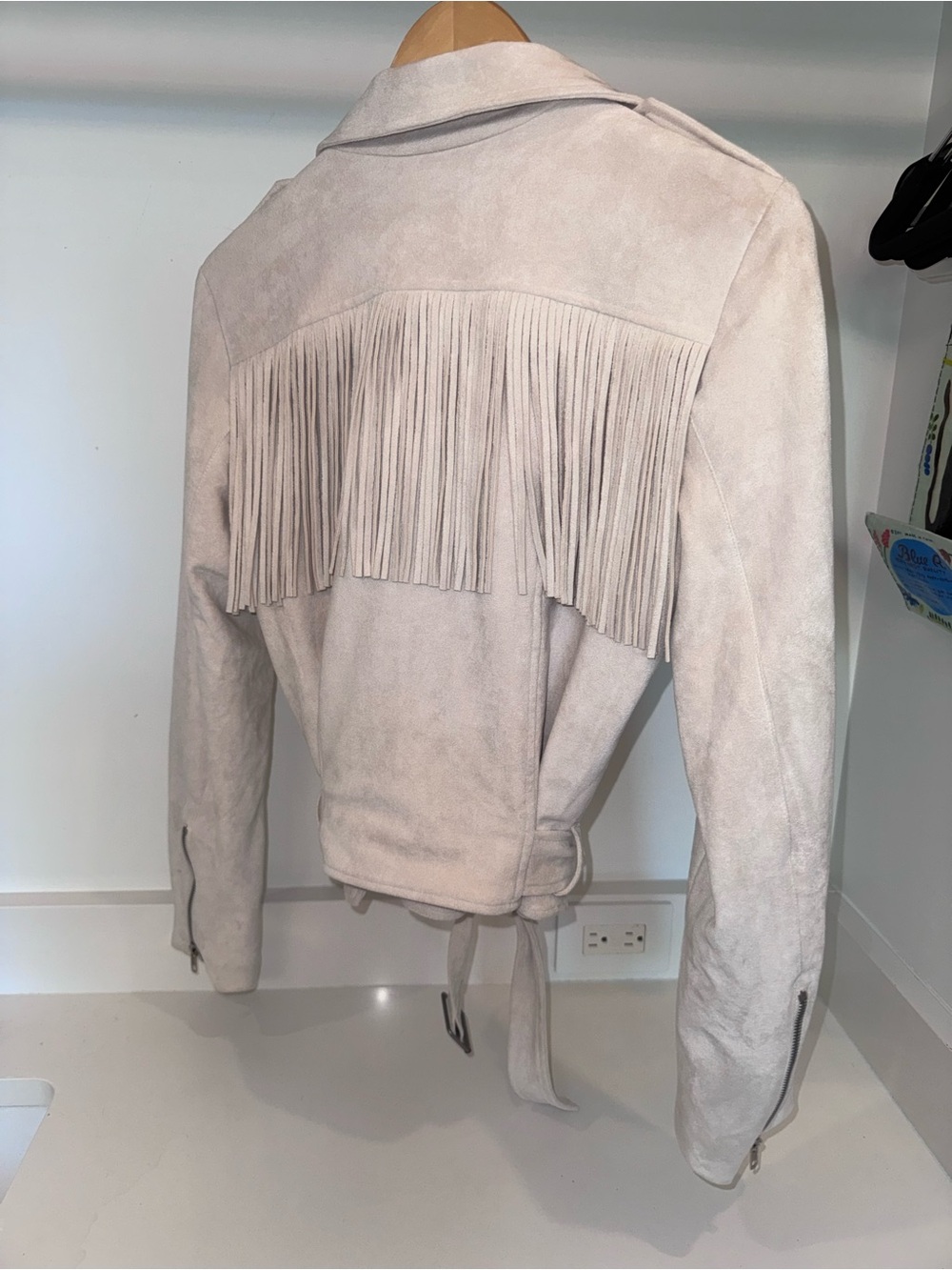 Light Cream Fringe Suede-like Western Jacket - Picture 3 of 6